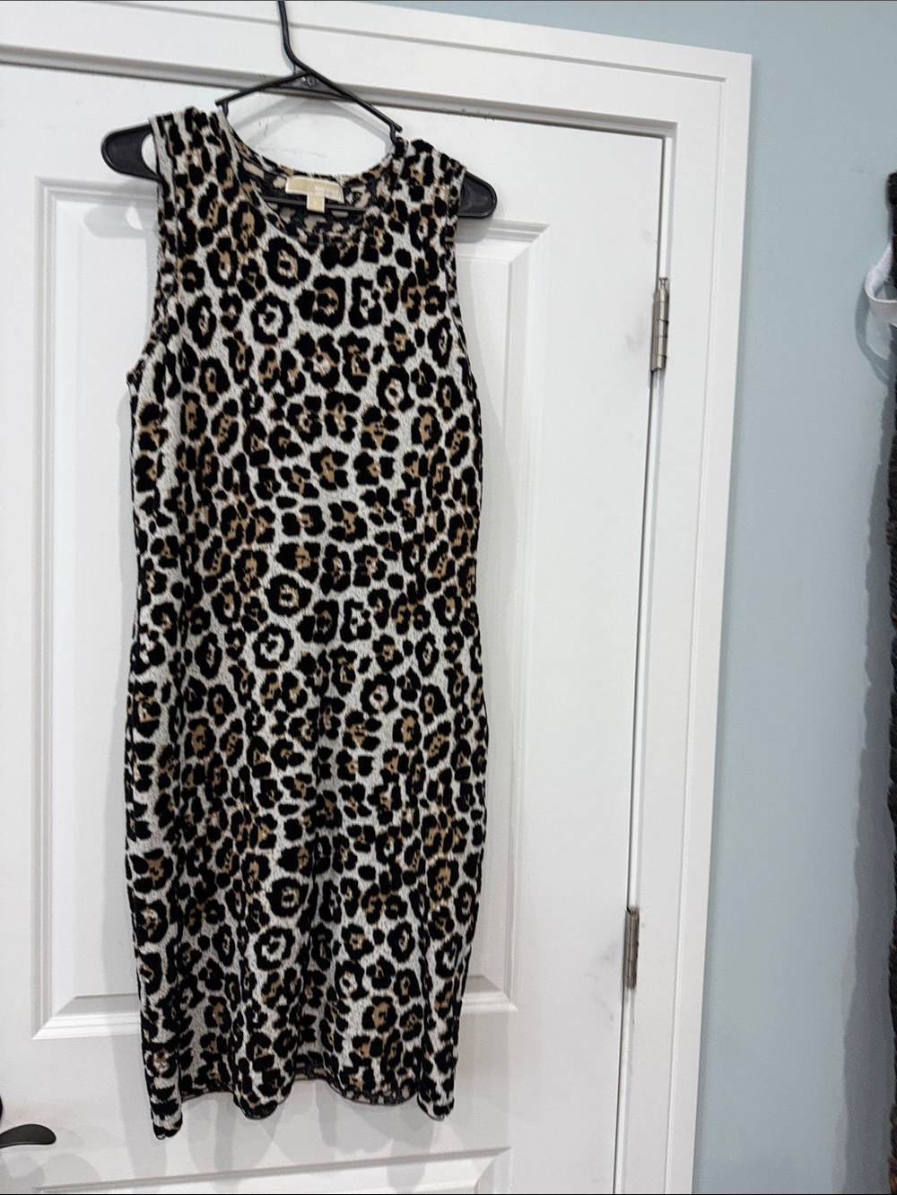 Michael Kors Leopard Animal Print Knit Midi Dress Sleeveless XL
